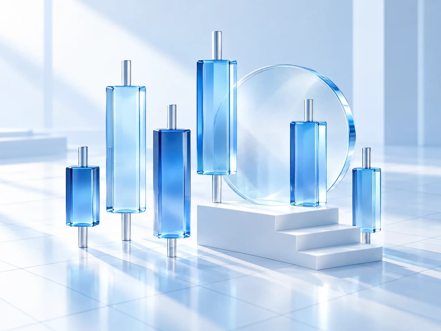 Abstract blue market lines and geometric chart elements used as an educational illustration